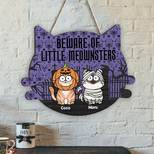 Bienvenue, pauvres mortels ! - Panneau en bois personnalisé avec un chat