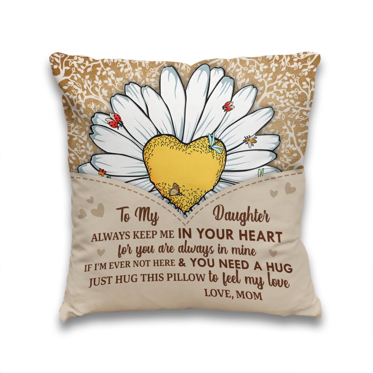 Tu es mon rayon de soleil - Cadeau pour grand-mère, maman, fille, petite-fille, sœur, épouse - Coussin décoratif personnalisé