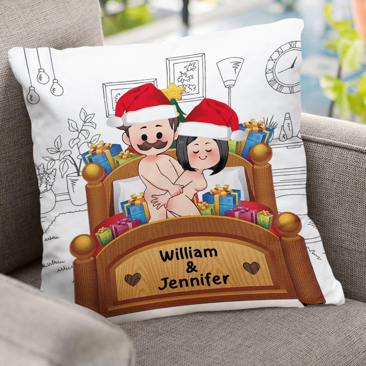 Soyons coquins - Coussin décoratif personnalisé pour couple