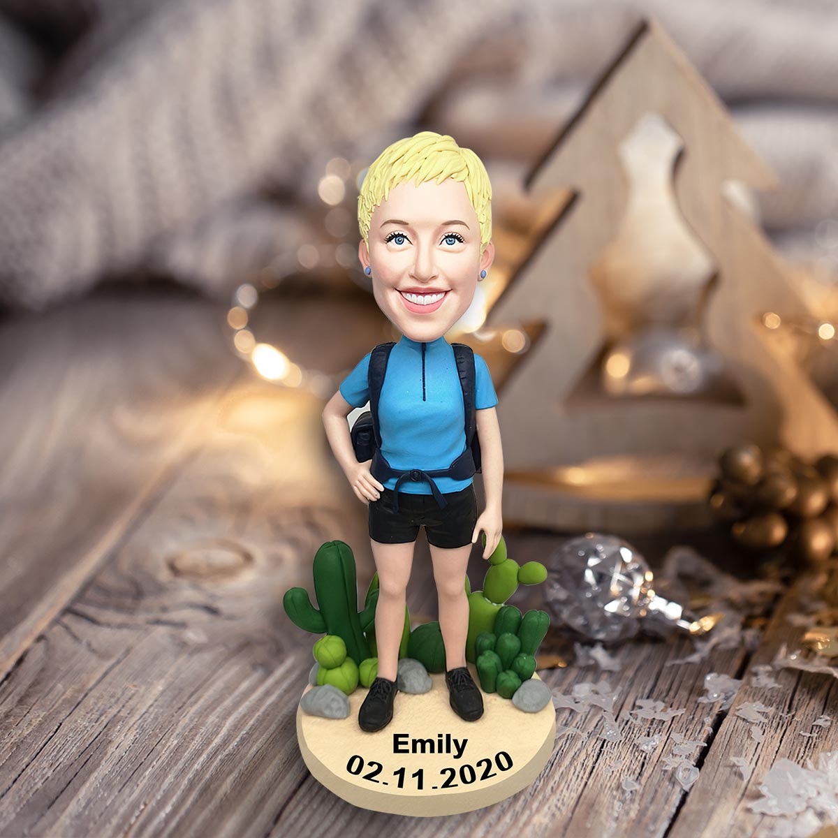 Hiking Society - Figurine à tête branlante personnalisée pour la randonnée