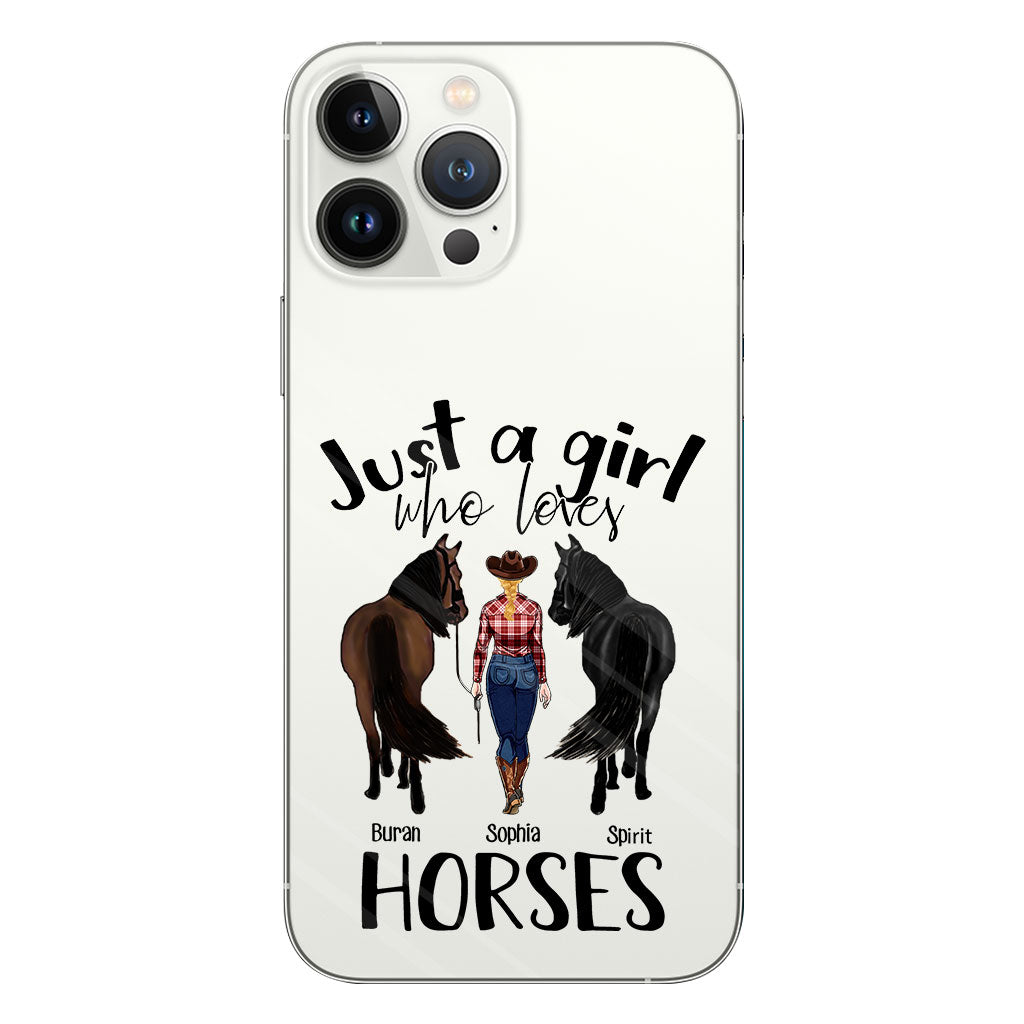 Juste une fille qui aime les chevaux - Coque de téléphone transparente personnalisée avec motif cheval