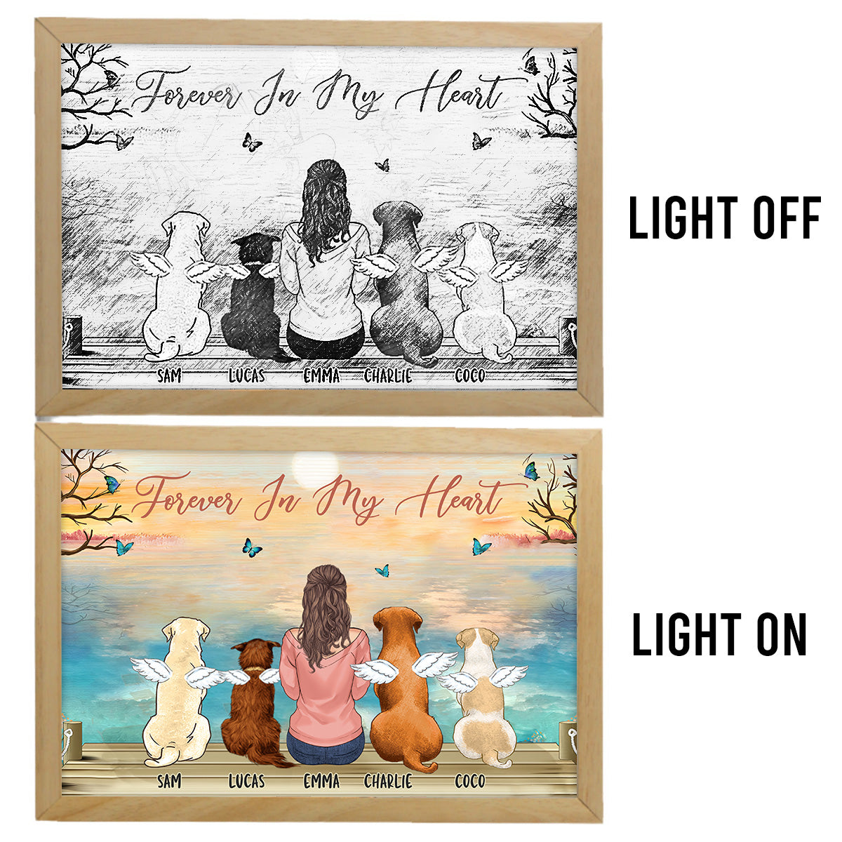 Forever In My Heart - Personalized Dog Light Photo Frame