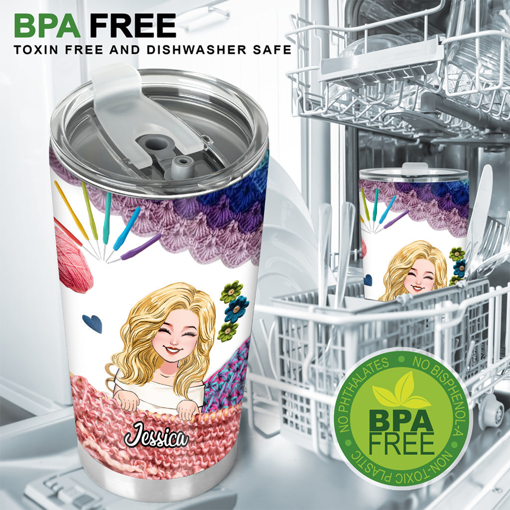 Je fais du crochet parce que frapper les gens est mal vu - Cadeau au crochet pour maman, petite amie, épouse, grand-mère - Gobelet personnalisé