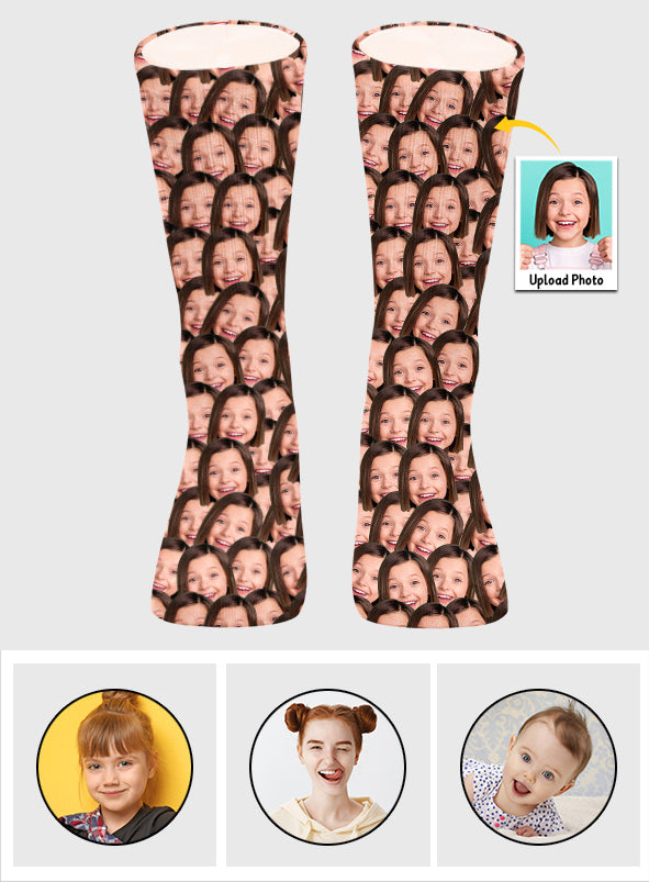 Chaussettes personnalisées pour fille avec visage imprimé -