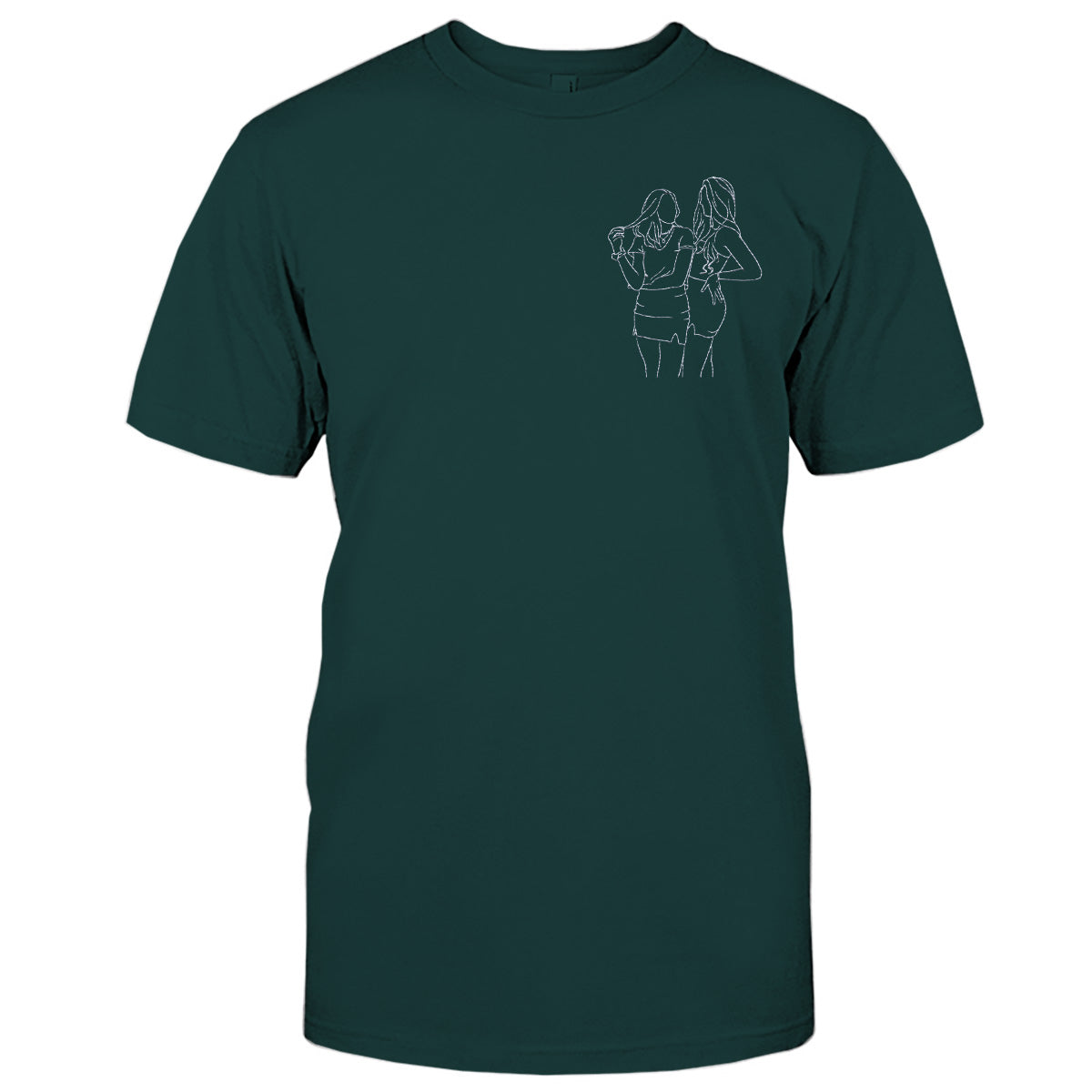 T-shirt brodé personnalisé pour fille - Motifs au trait