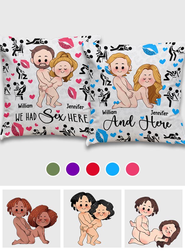 Nous avons fait l'amour ici et ici - Coussin décoratif personnalisé pour couple