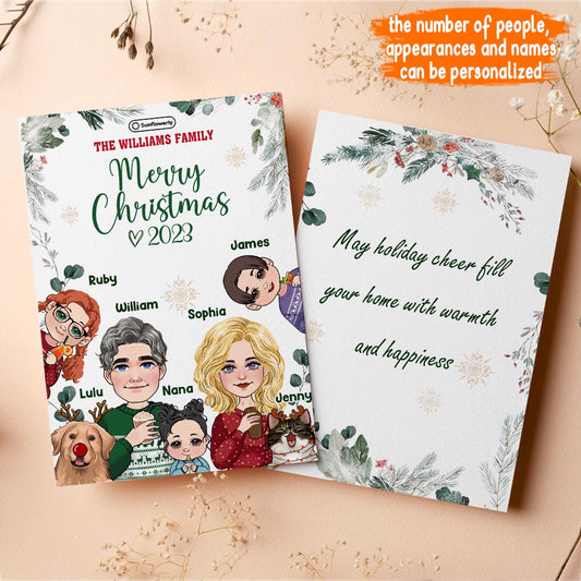 Carte de Noël personnalisée avec portraits - Carte de vœux familiale personnalisée