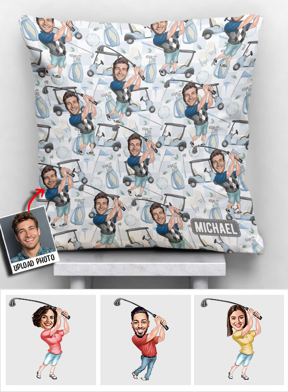 Coussin de golf personnalisé avec photo humoristique - Golfeur humoristique