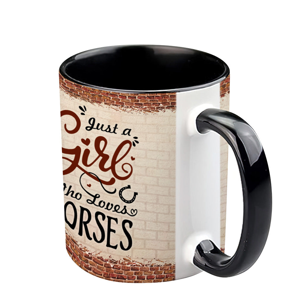 Mug personnalisé « Juste une fille qui aime les chevaux » avec motif cheval