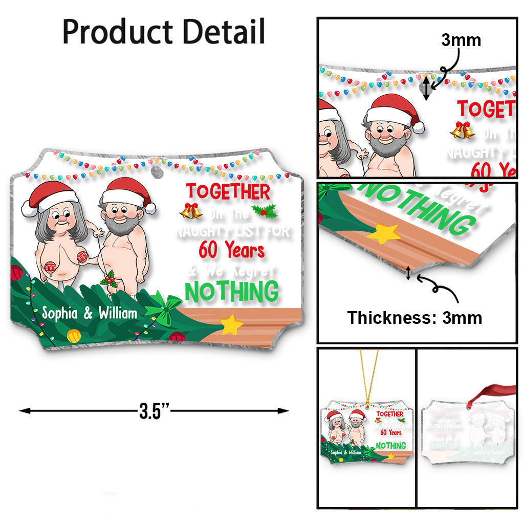 Together On The Naughty List - Personalized Couple Transparent Ornament