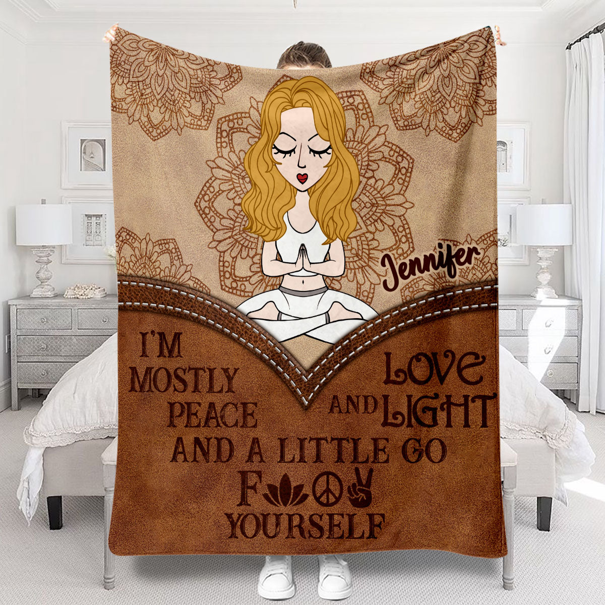 I'm Mostly Peace - Personalized Yoga Blanket