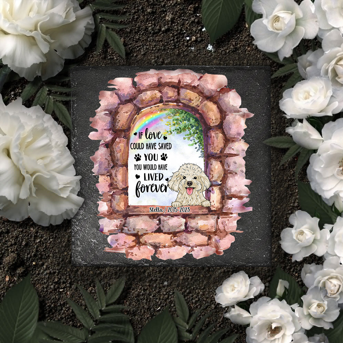 Plus à mes côtés - Pierre carrée personnalisée pour chien