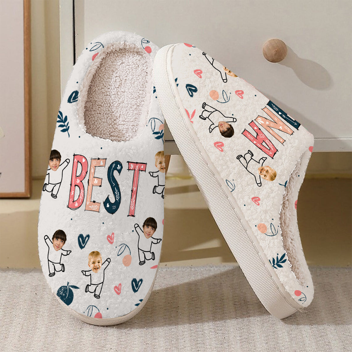 Meilleure grand-mère/mamie/mère/maman - Pantoufles personnalisées pour grand-mère