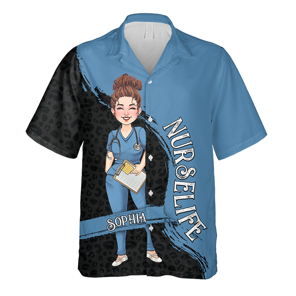 La vie d'infirmière - Cadeau pour une infirmière : maman, elle, épouse, petite amie, amie - Chemise hawaïenne personnalisée