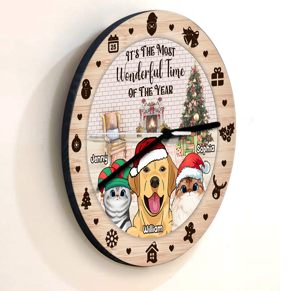 La plus belle période de l'année - Horloge murale chat personnalisée