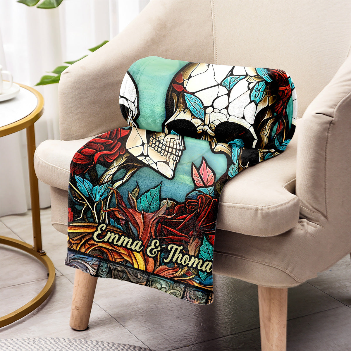 Couple de crânes - Couverture personnalisée en forme de crâne
