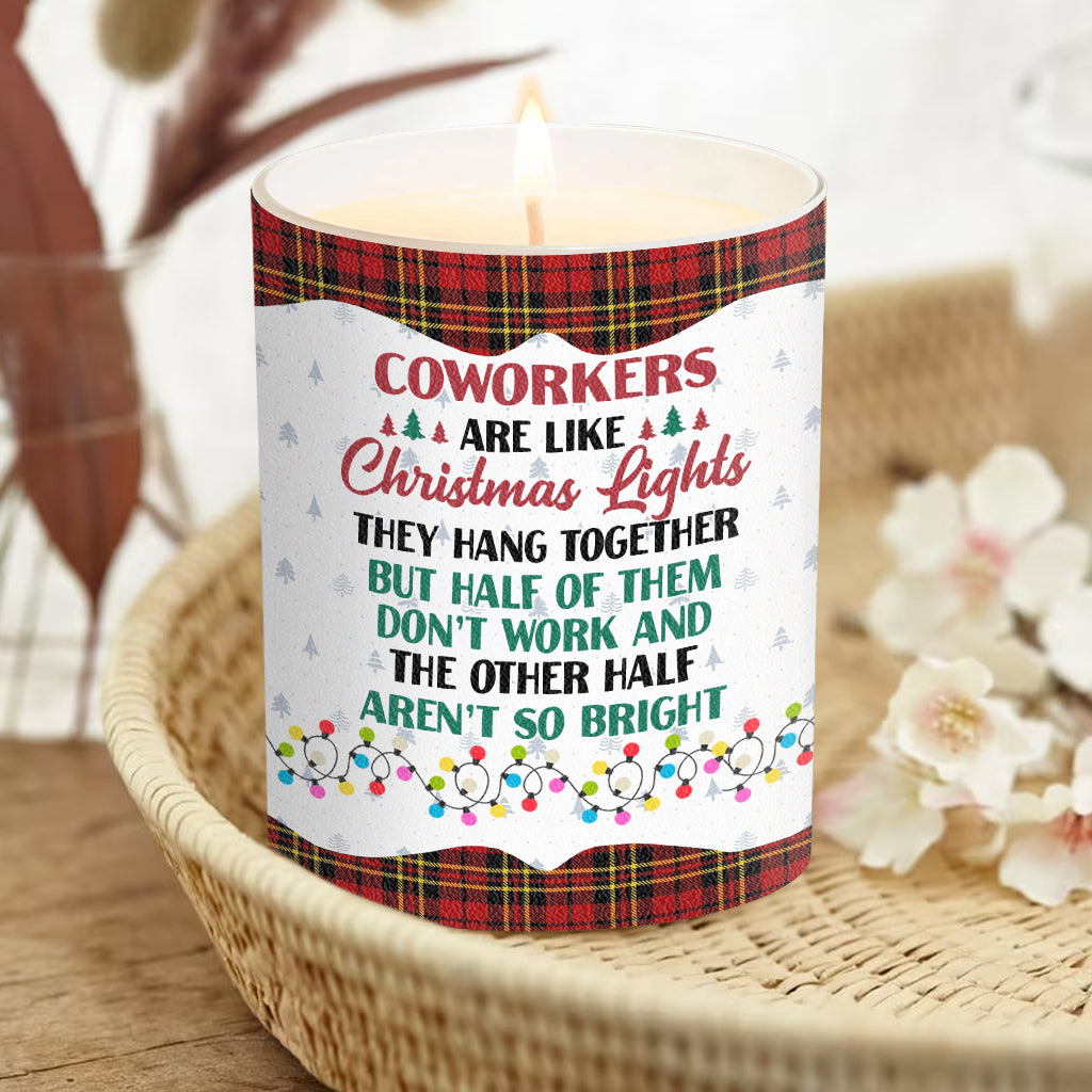Les collègues sont comme des guirlandes de Noël - Bougie personnalisée pour collègues avec couvercle en bois