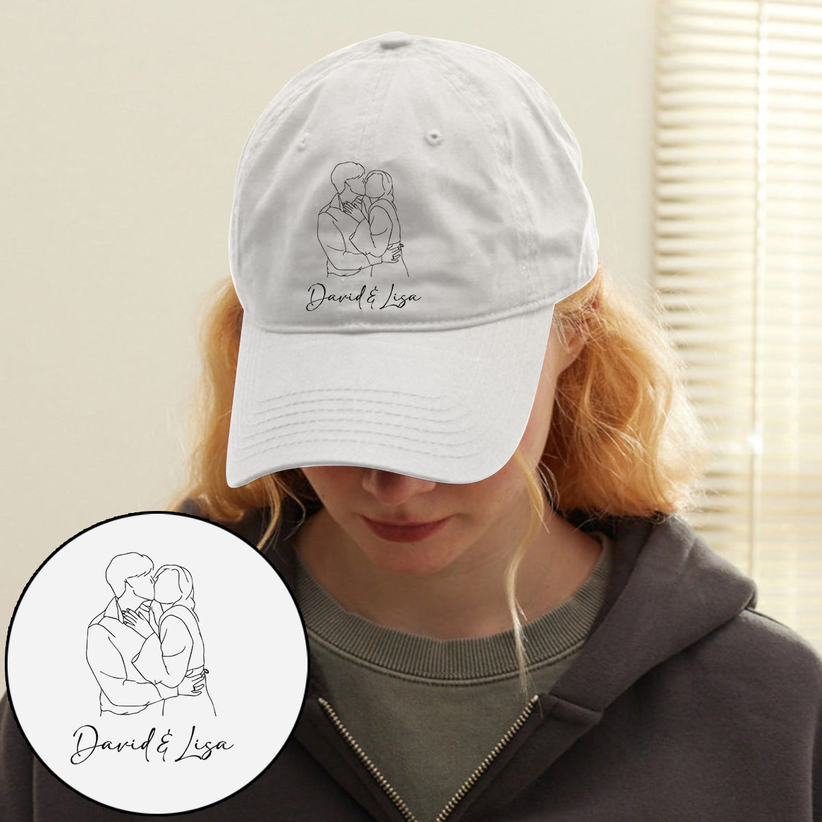 Custom Photo - Personalized Couple Embroidered Classic Cap