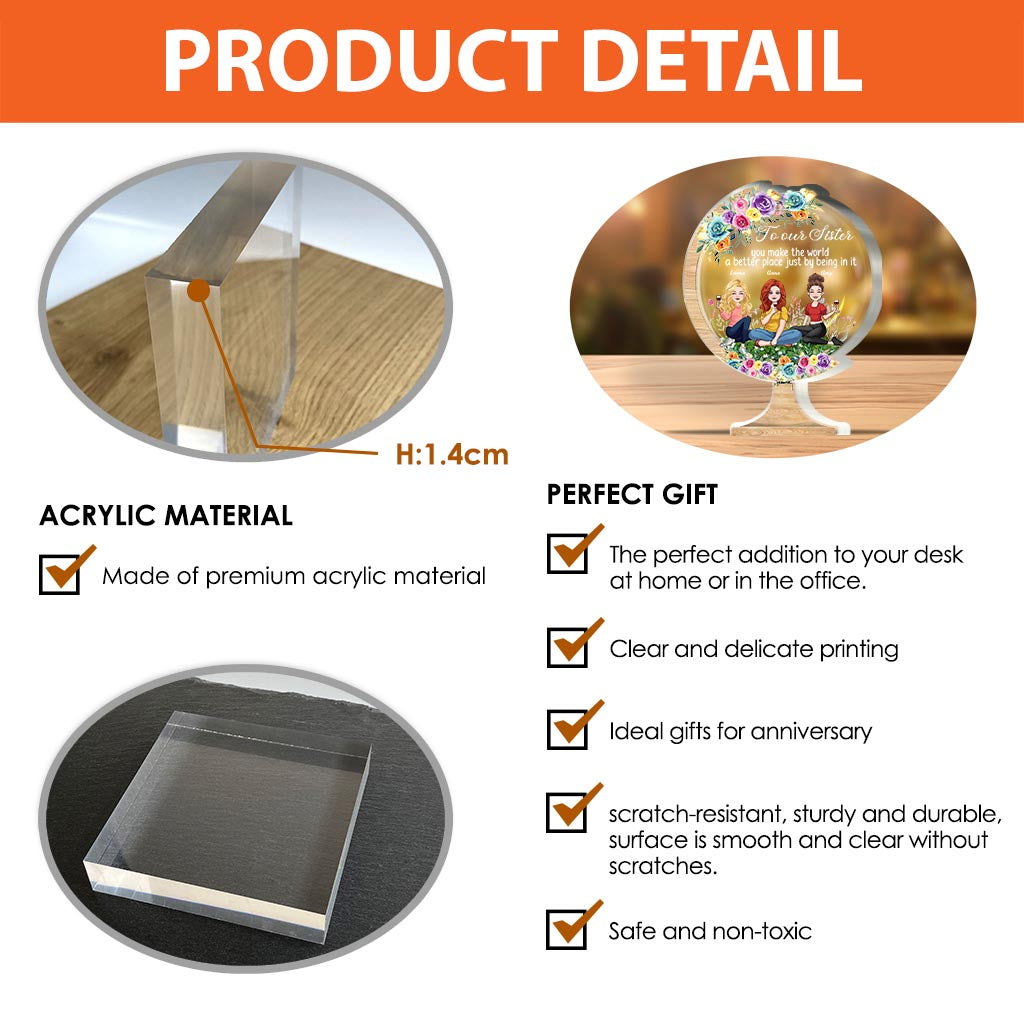 Tu rends le monde meilleur - Cadeau pour maman, grand-mère, fille, fils, petite-fille, petit-fils, papa, grand-père, tante, sœur, ami(e) - Plaque acrylique personnalisée.