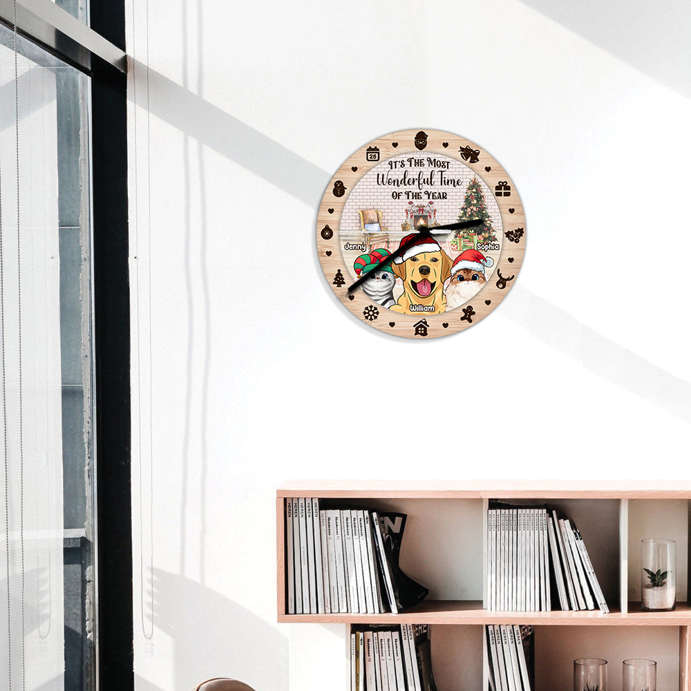 La plus belle période de l'année - Horloge murale chat personnalisée