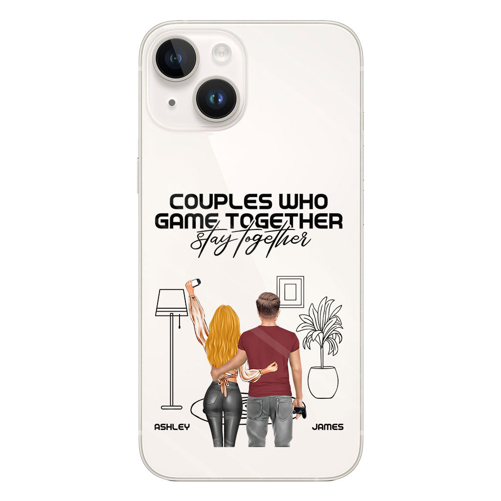 Les couples qui jouent ensemble restent ensemble - Coque de téléphone transparente personnalisée pour jeux vidéo