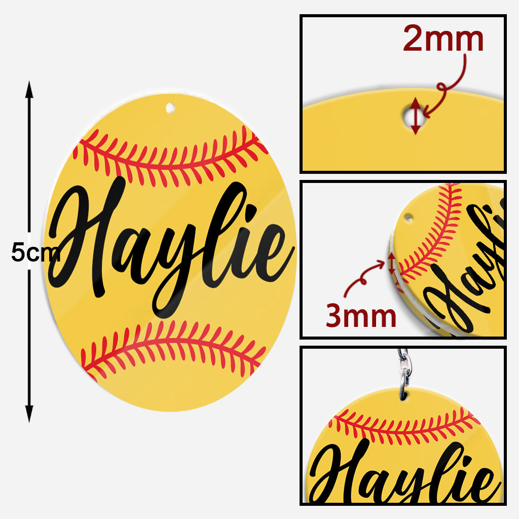 Porte-clés softball personnalisé « Amoureux du baseball »