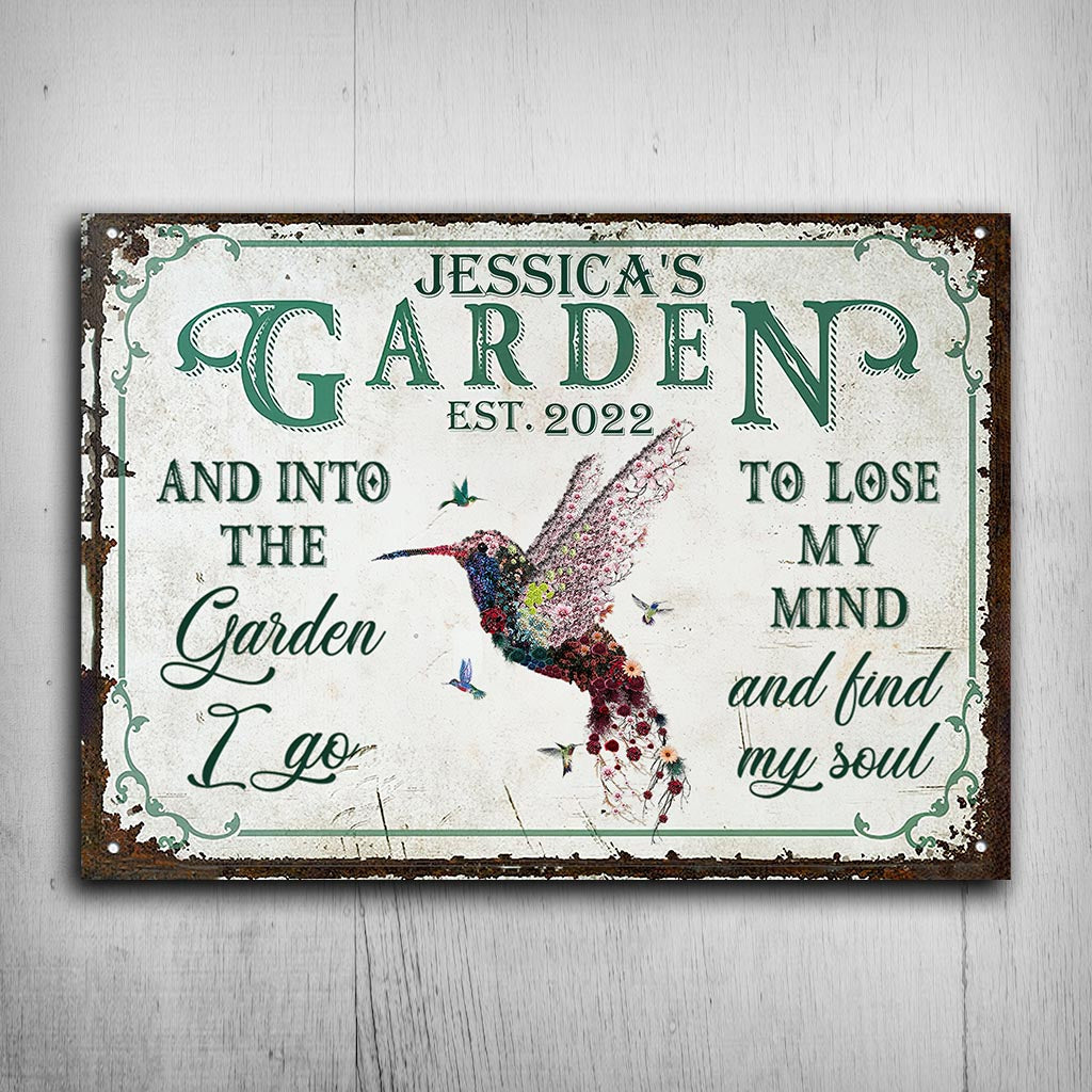 Au jardin je vais - Panneau métallique rectangulaire personnalisé pour le jardinage