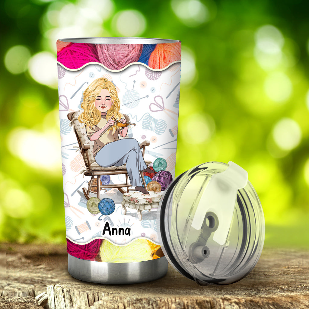 Tricoter parce que le meurtre est mal - Gobelet à tricoter personnalisé