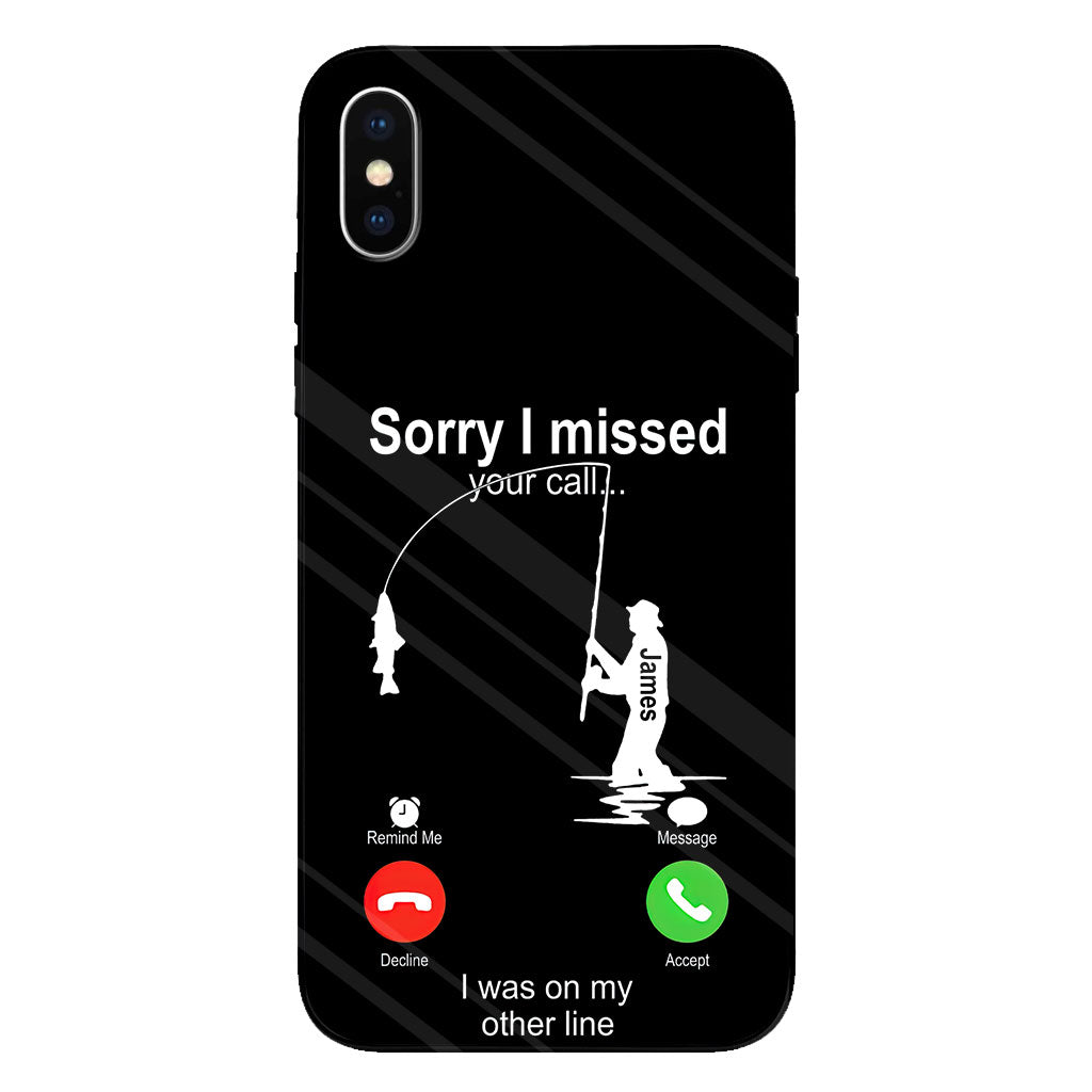 Désolé(e) d'avoir manqué votre appel, j'étais en ligne - Coque de téléphone transparente personnalisée sur le thème de la pêche