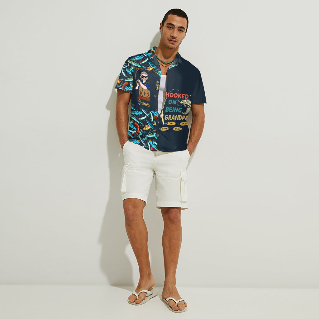 Accro à la paternité - Cadeau de pêche pour papa, grand-père, lui, mari - Chemise hawaïenne personnalisée