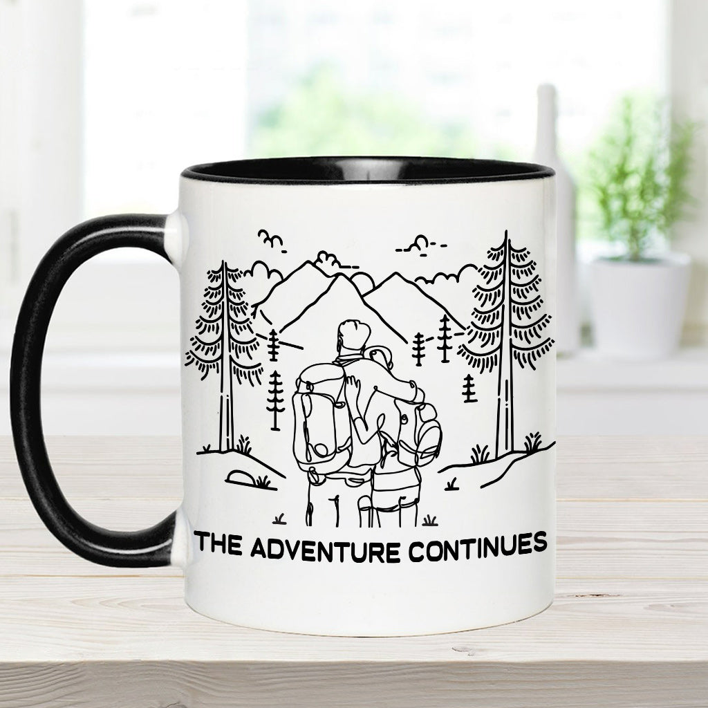 The Adventures Continues - Personalized Hiking Accent Mug