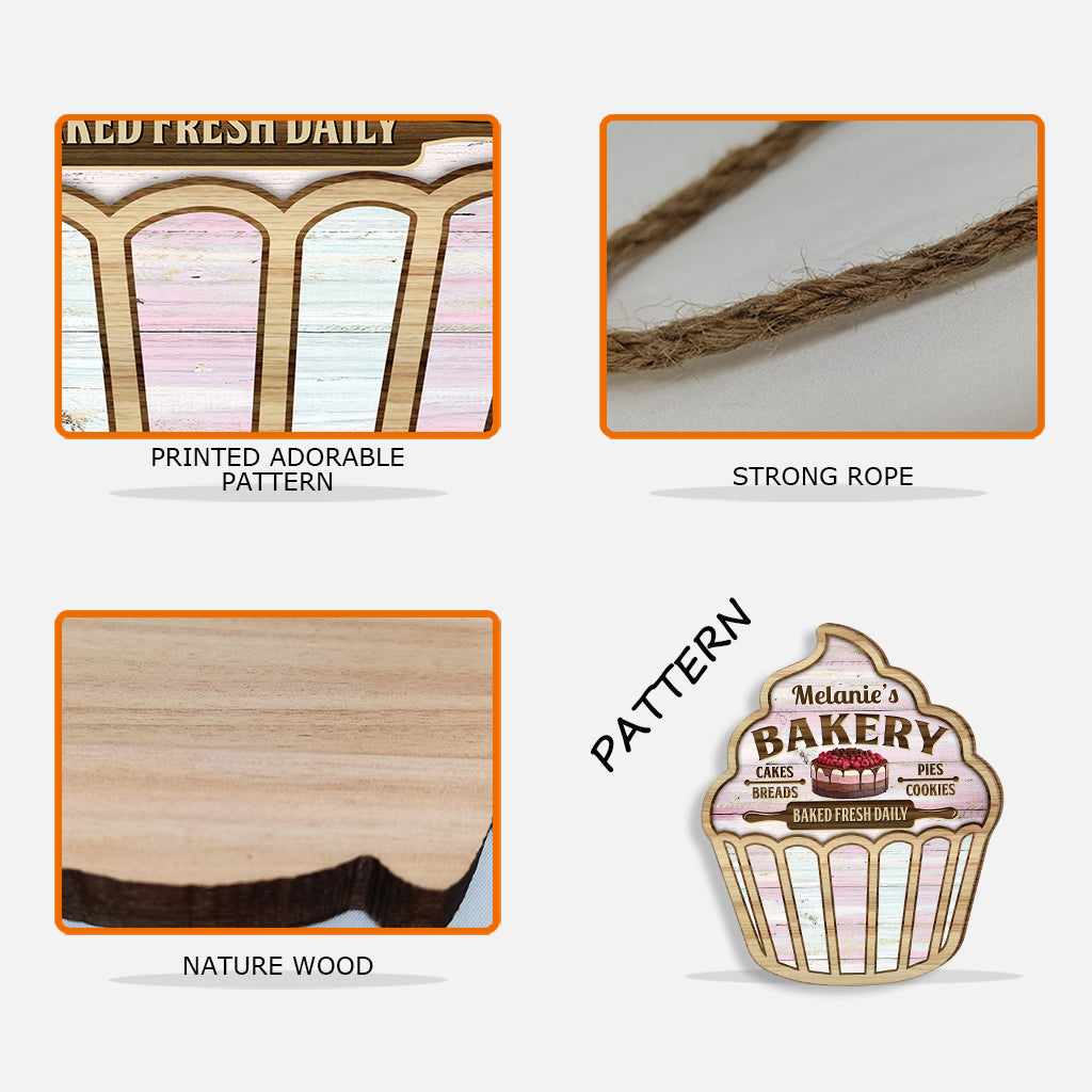 Une fille qui adore pâtisser - Panneau en bois personnalisé sur le thème de la pâtisserie