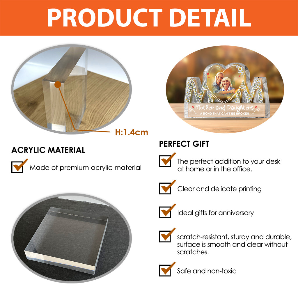 Mère et fille - Plaque acrylique personnalisée en forme de mère