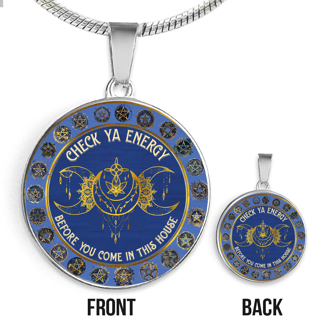 Vérifiez votre énergie - Collier pendentif rond de sorcière