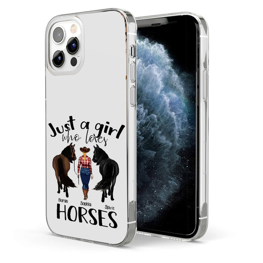 Juste une fille qui aime les chevaux - Coque de téléphone transparente personnalisée avec motif cheval