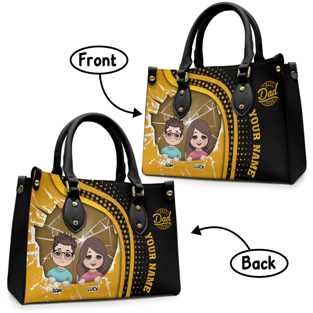 Meilleur papa du monde - Sac à main en cuir personnalisé pour papa