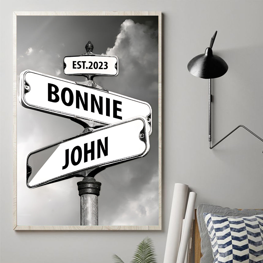 Panneau de rue vintage - Toile et affiche personnalisées pour couples