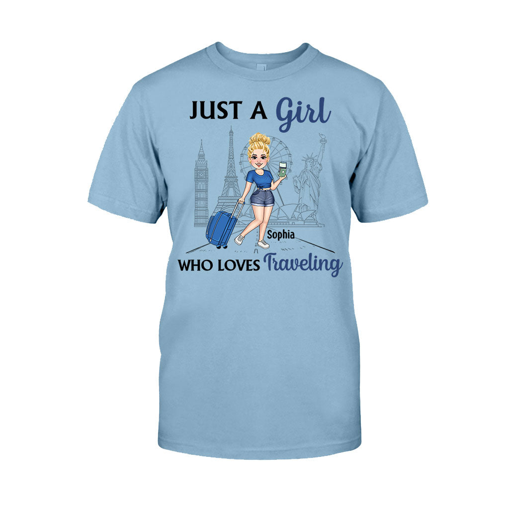 Juste une fille qui aime voyager - T-shirt et sweat à capuche de voyage personnalisés