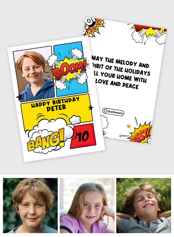 Birthday Comic Book Photo Upload - Personalized Greeting Card