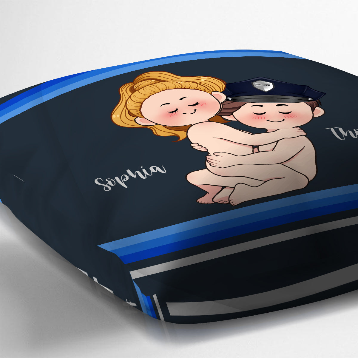J'adore la police - Coussin décoratif personnalisé pour couple