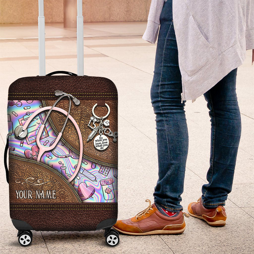 Pink Stethoscope - Personalized Nurse Luggage Cover