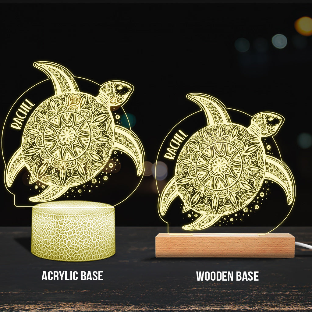 Plaque lumineuse personnalisée en forme de tortue « Love Turtle »