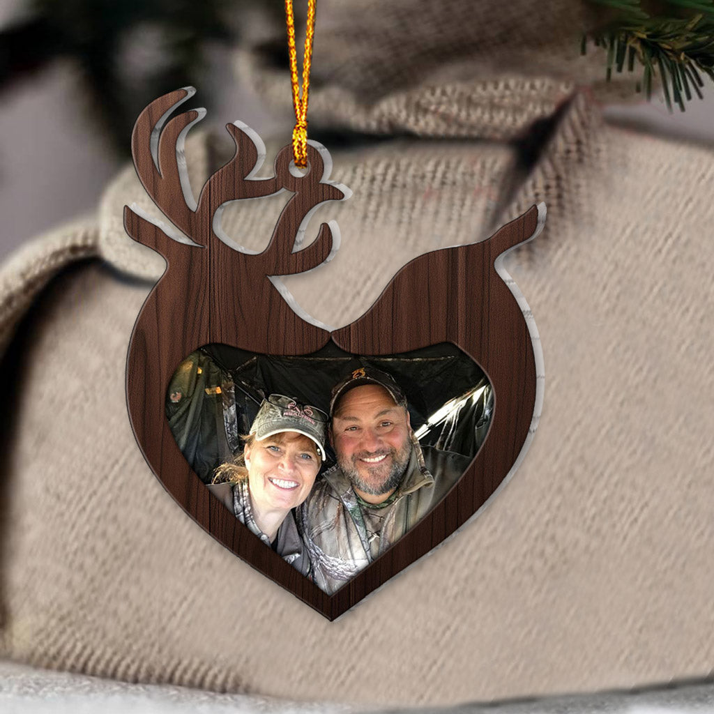 Décoration de Noël humoristique sur le thème de la pêche avec photo intégrée - Cadeau de chasse pour petite amie, petit ami, mari, femme - Ornement personnalisé