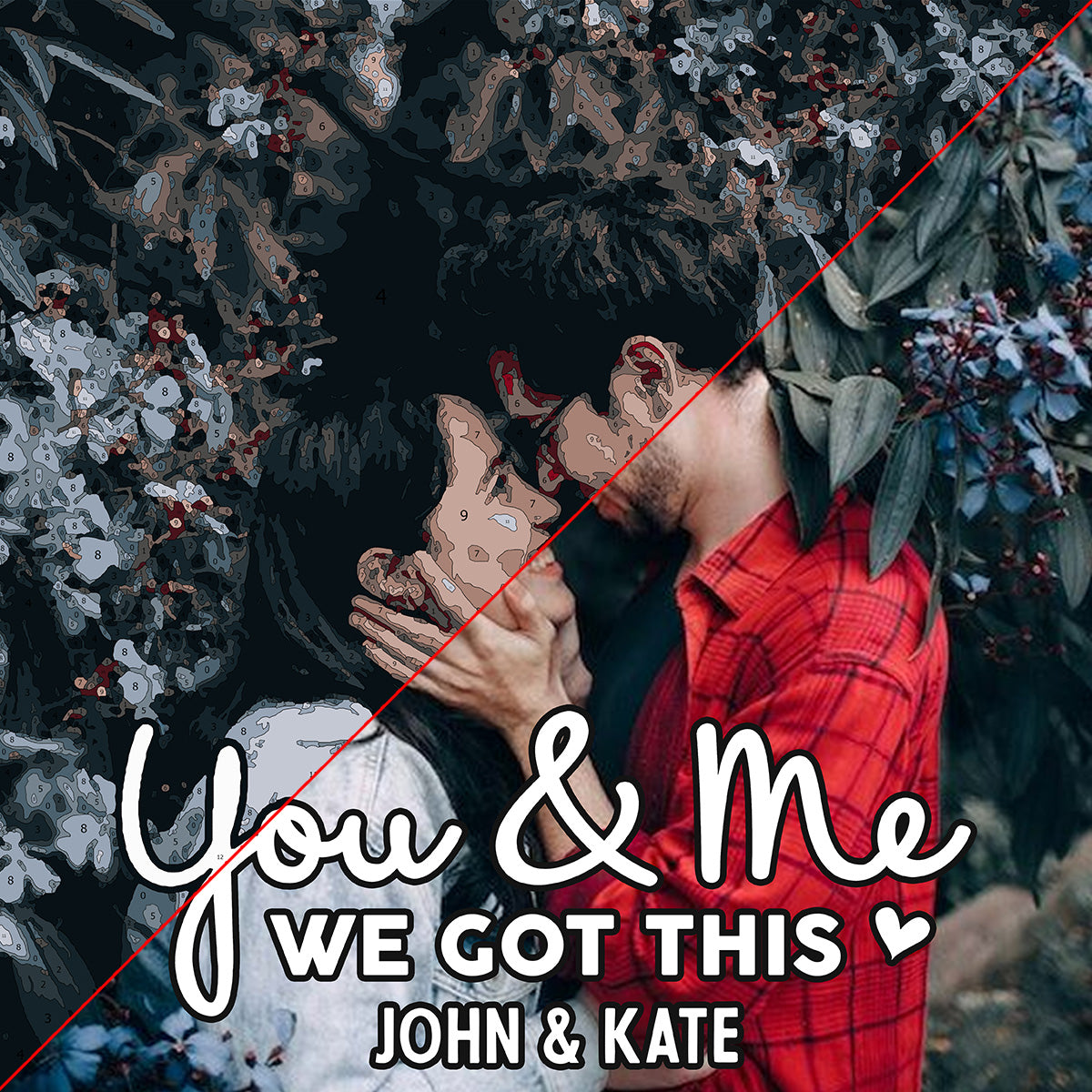 Toi et moi, on y arrive ! – Kit de peinture par numéros personnalisé pour couples