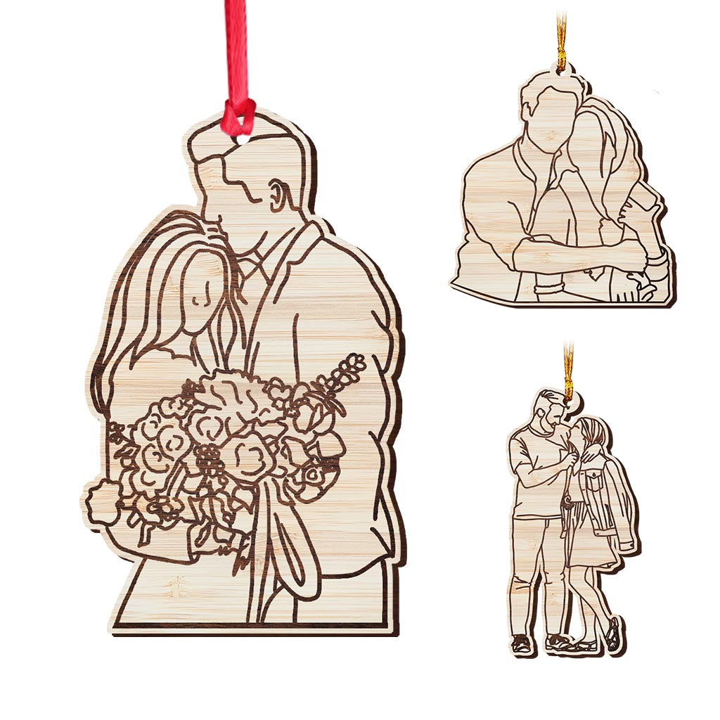 Couple Line Drawing - Personalized Couple Ornament