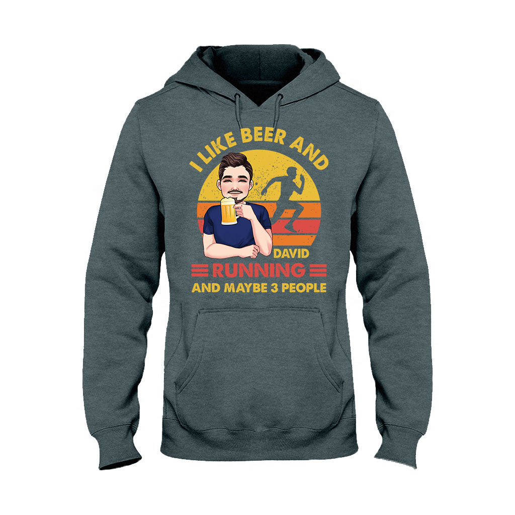 J'aime la bière et la course à pied - T-shirt et sweat à capuche de course personnalisés