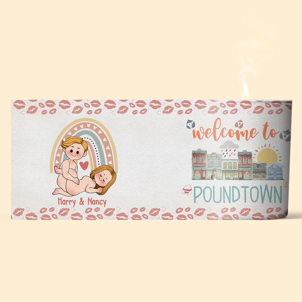 Bienvenue à Poundtown Inapproprié Adulte - Bougie personnalisée pour couple avec couvercle en bois