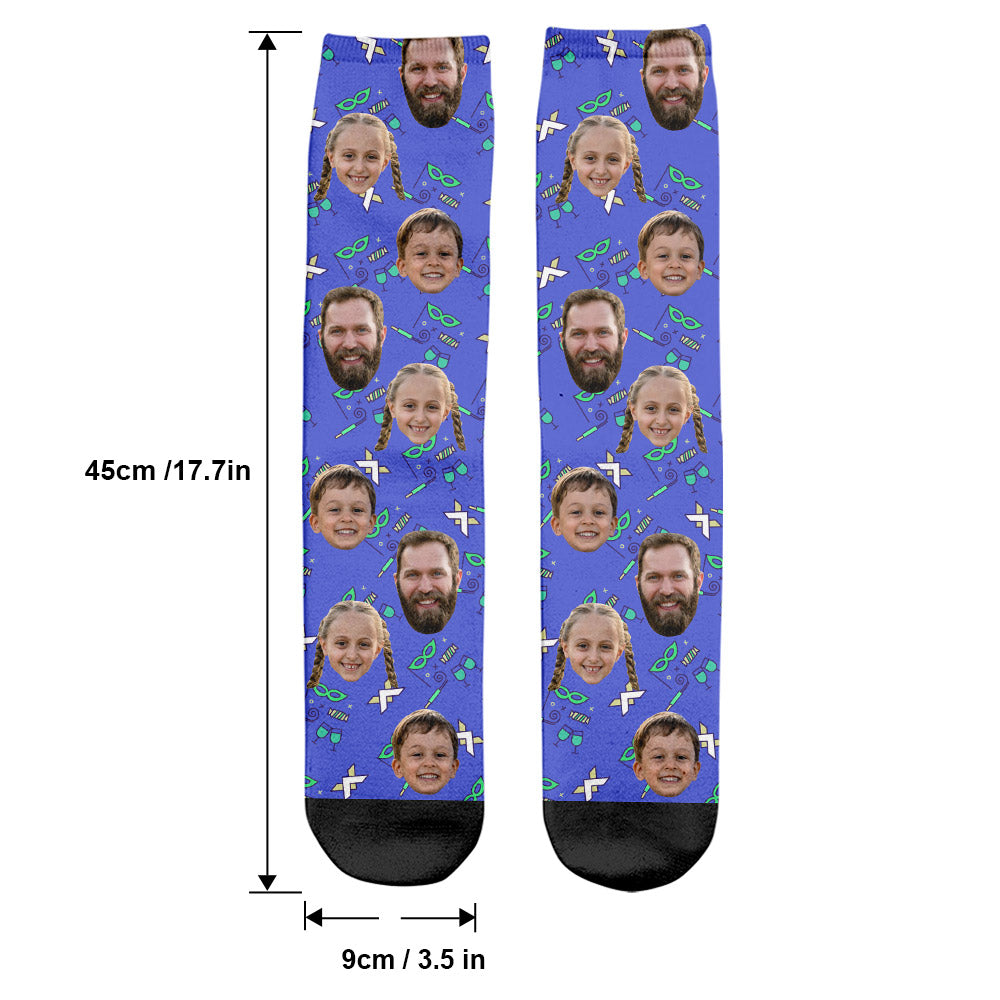 Chaussettes personnalisées pour papa, motif de fête à visage personnalisé - Chaussettes personnalisées pour papa