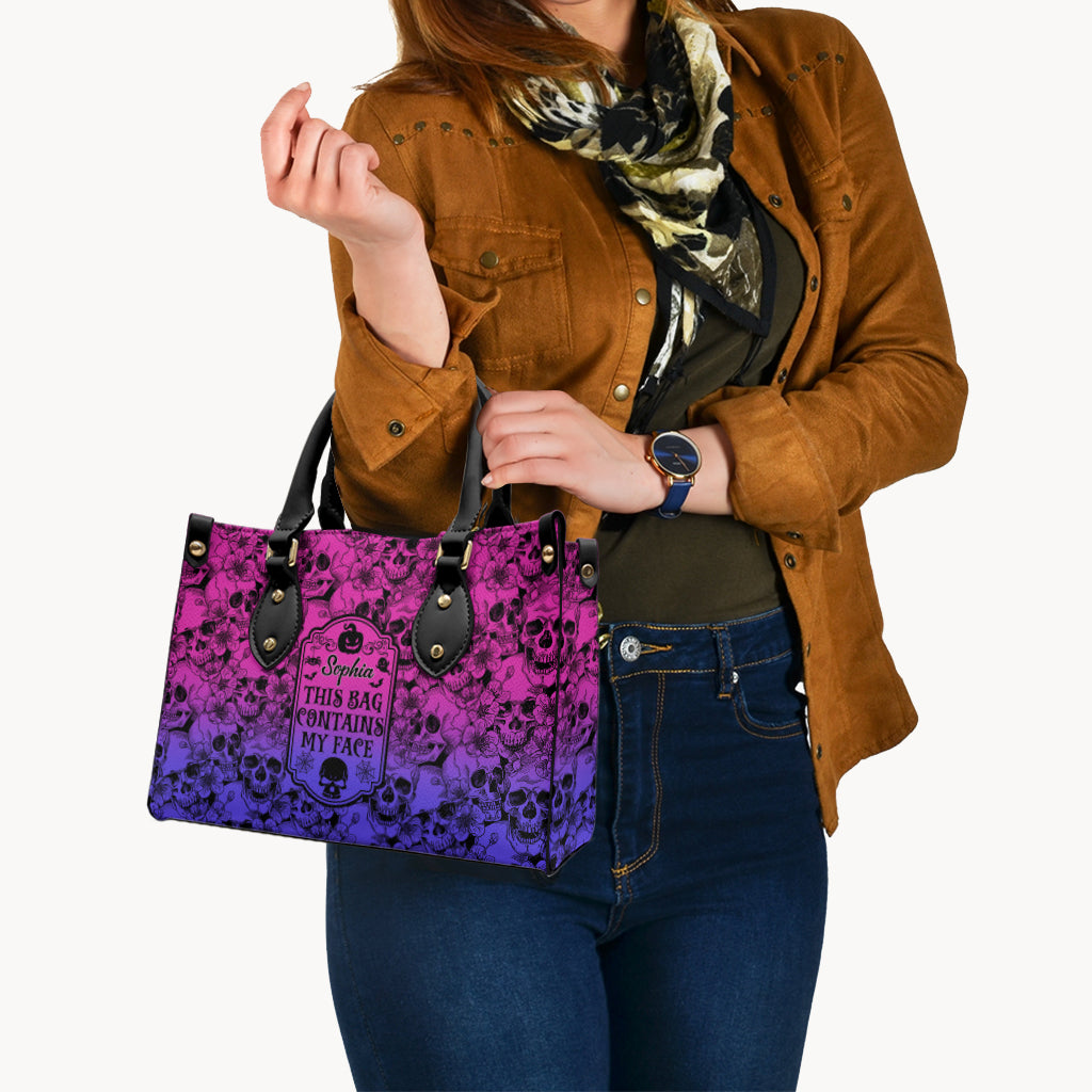 Ce sac contient mon visage - Sac à main en cuir personnalisé avec tête de mort