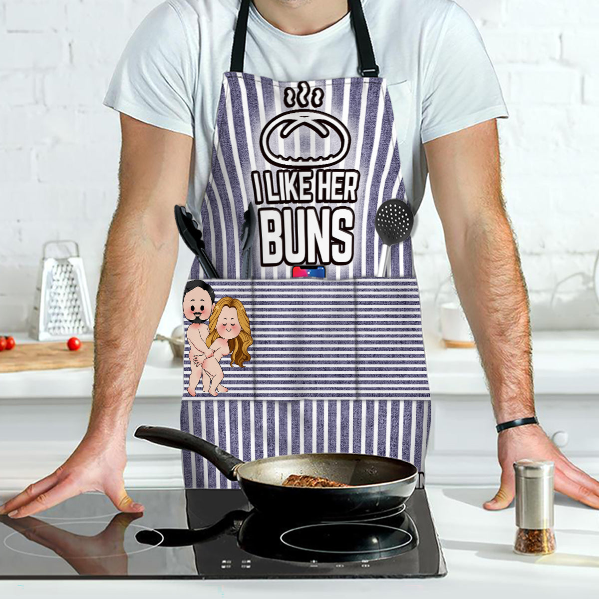 J'aime sa viande, j'aime ses petits pains - Tablier personnalisé pour couple